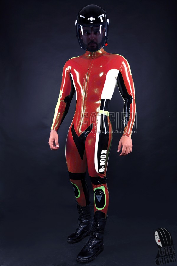 Men's 'R-100X' Moto Biker Latex Catsuit Model D