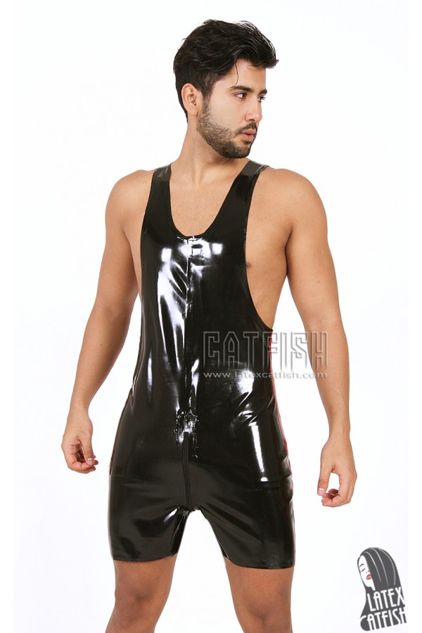 Men's Singlet Style Latex Wrestling Suit