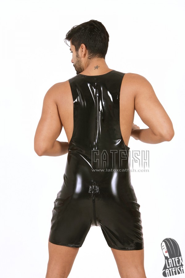 Men's Singlet Style Latex Wrestling Suit