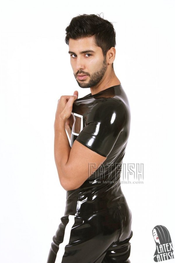 Men's V-Neck Latex T-Shirt