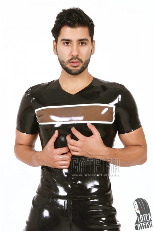 Men's V-Neck Latex T-Shirt