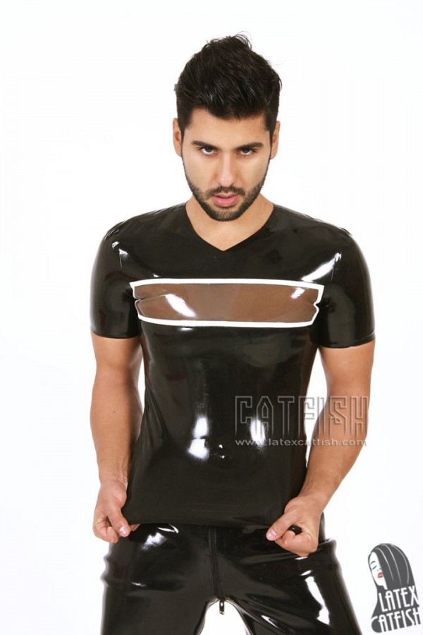 Men's V-Neck Latex T-Shirt