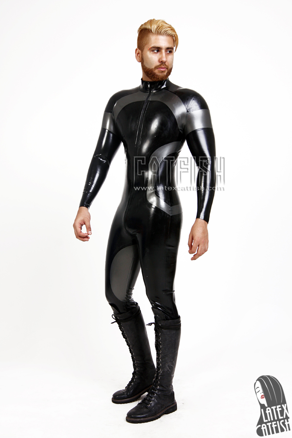 Men's 'Nebulistic' Front Zipper Latex Catsuit