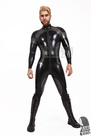 Men's 'Nebulistic' Front Zipper Latex Catsuit
