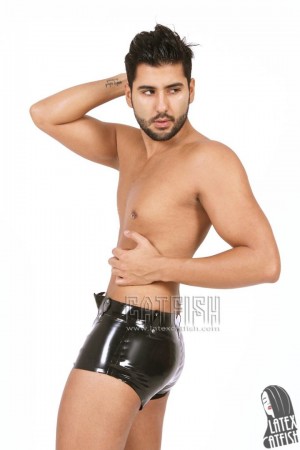 Men's Latex Boxer Shorts with Zipper