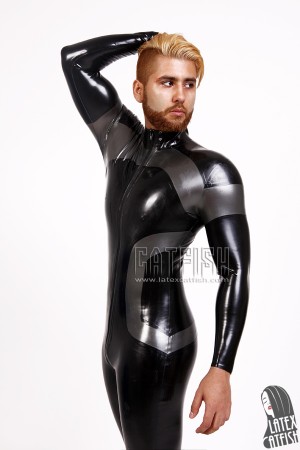 Men's 'Nebulistic' Front Zipper Latex Catsuit