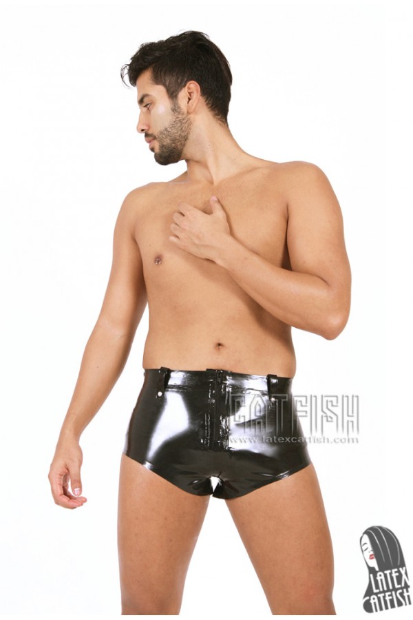 Men's Latex Boxer Shorts with Zipper