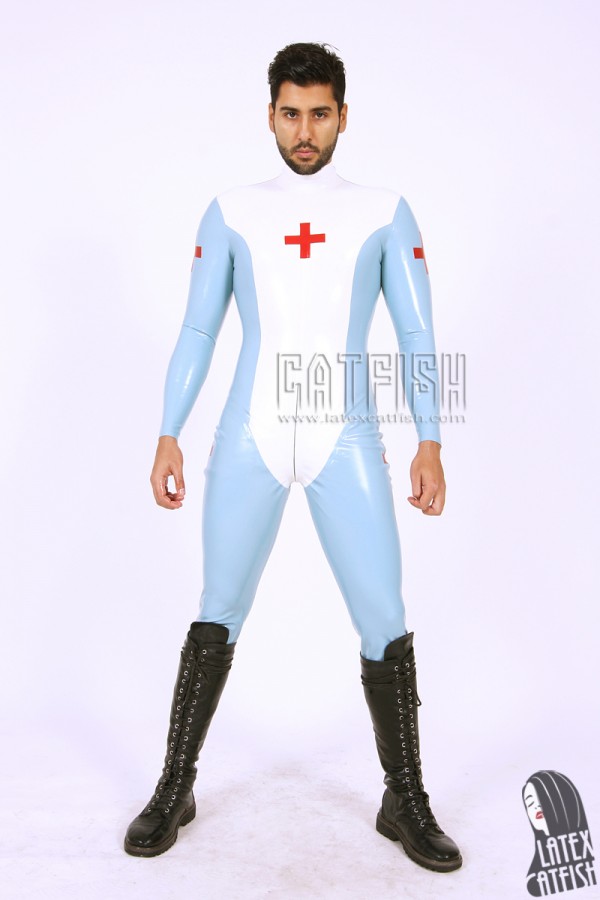 Men's 'Medic Look' Neck Entry Latex Catsuit