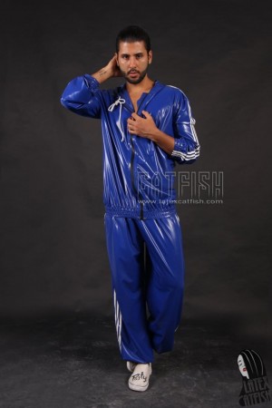 Men's Baggy Style Latex Tracksuit Casual Pants