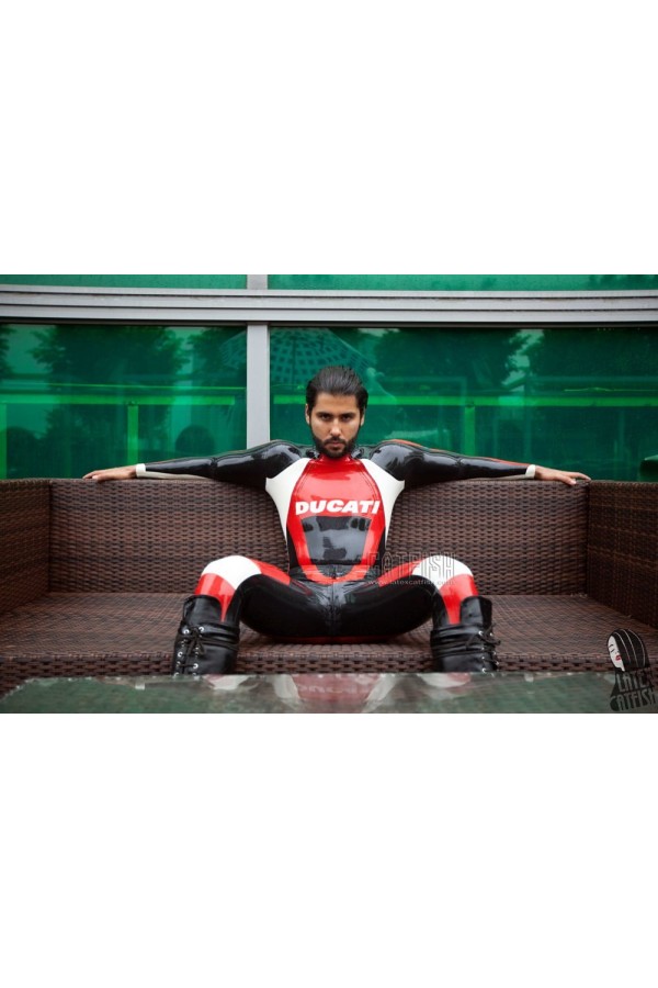 Men's Brand Name T-Age MotoGP Biker Latex Catsuit Version 9