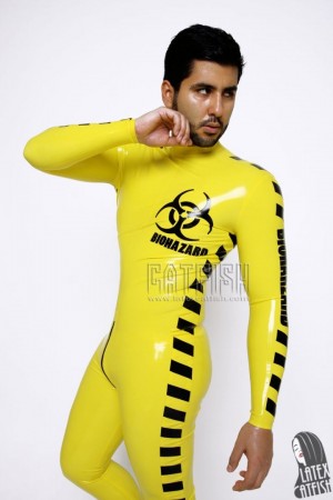 Men's 'Biohazard' Neck Entry Latex Catsuit