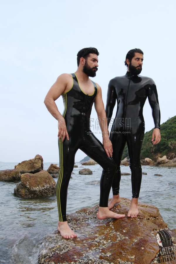 (Stock Clearance) Men's Standard Front Zipper Latex Catsuit