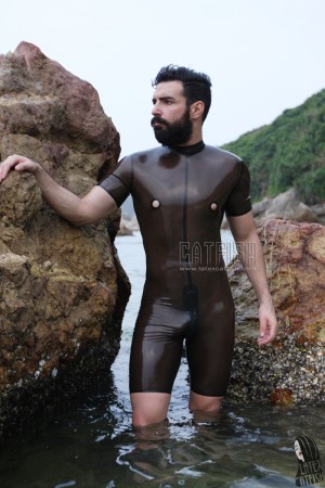 Men's Neck Entry Latex Surfsuit with Nipple Holes