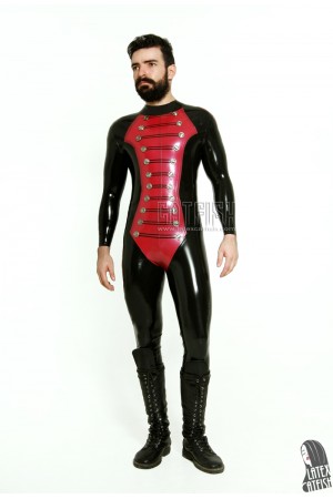 Men's 'Blazing Buttons' Military Style Latex Catsuit