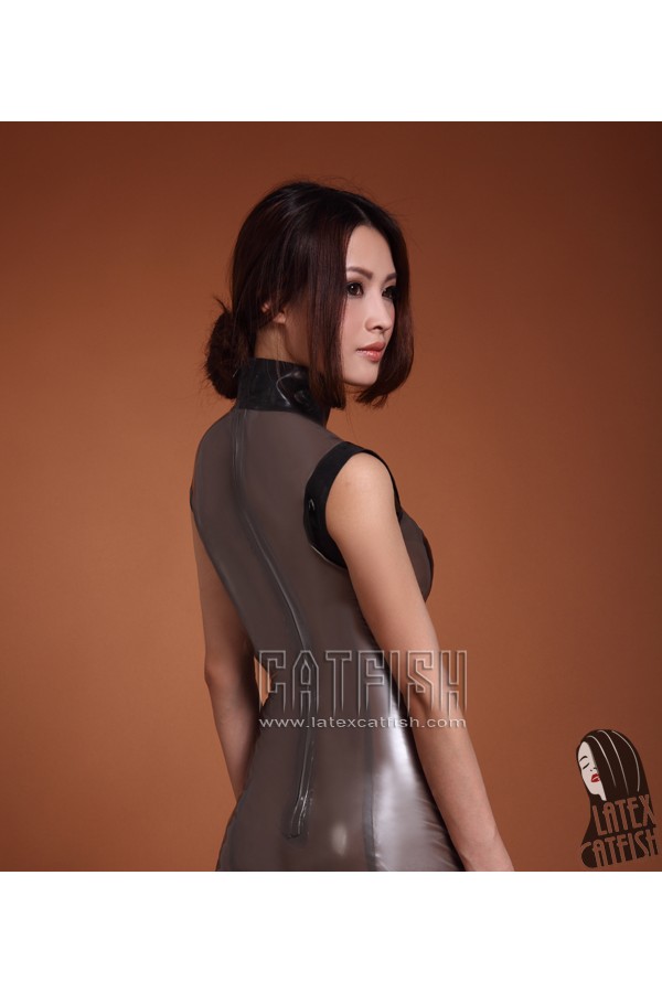 'Suzy Wong' Latex Mock Cheongsam Cocktail Dress