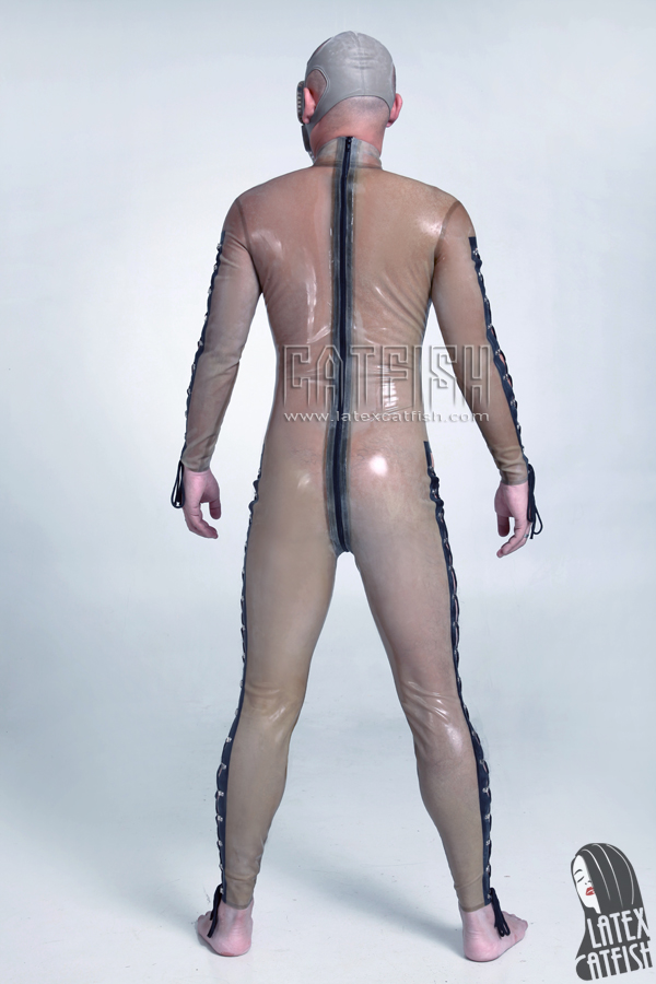 Men's 'Diamond Lacing' Back Zipper Latex Catsuit