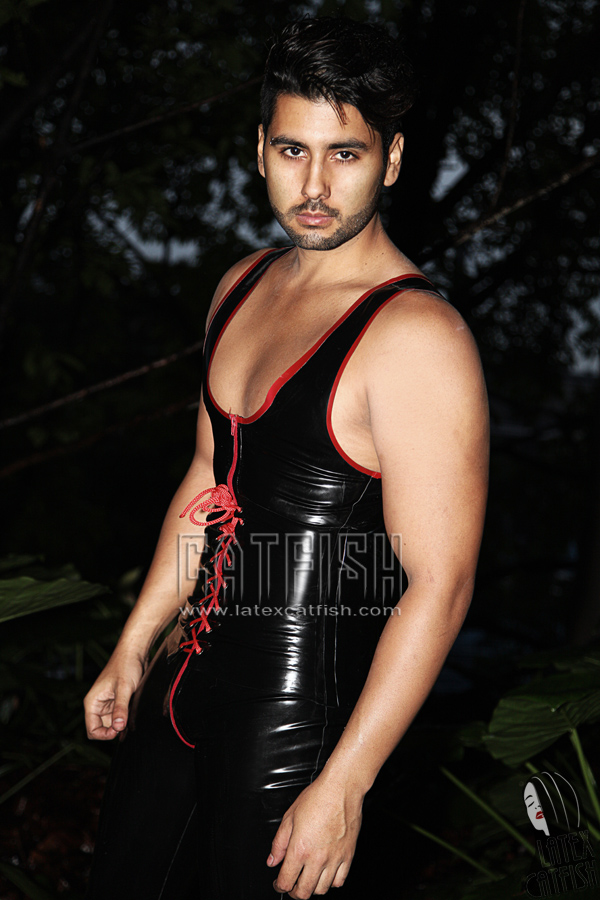 Men's 'Double-Lacing' Latex Singlet Suit