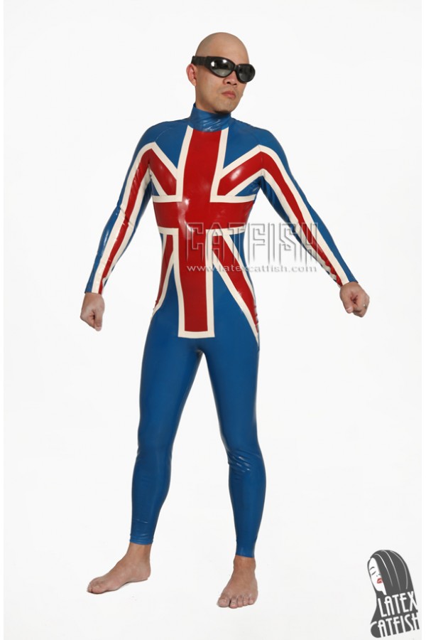 Men's 'Double Cross' Back Zipper Latex Catsuit