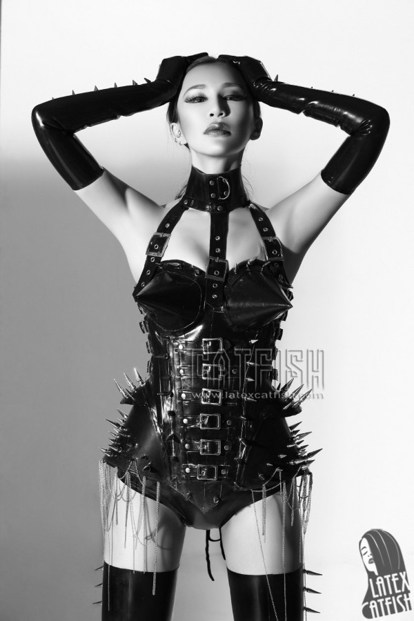 Multi-Spiked & Strapped Mistress Latex Corset