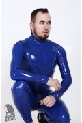 Men's Standard Shoulder Zipper Latex Catsuit With Nipple Zips