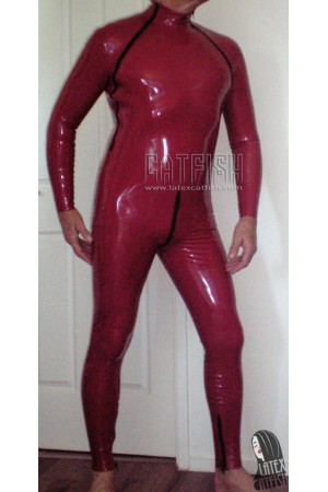 Men's Double Zipper Latex Catsuit