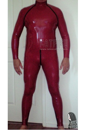 Men's Double Zipper Latex Catsuit