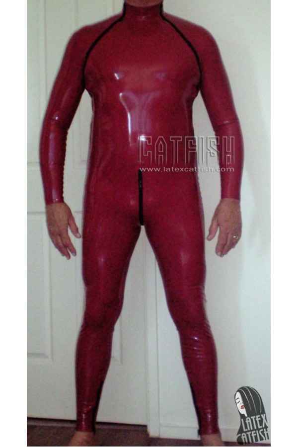 Men's Double Zipper Latex Catsuit