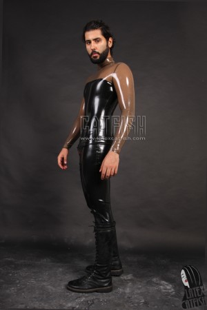 Men's Transparent Torso Latex Catsuit