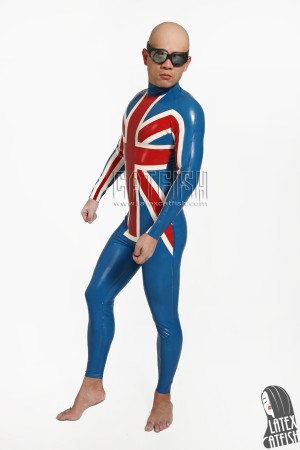 Men's 'Double Cross' Back Zipper Latex Catsuit