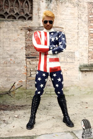 Men's 'USA Hooray' Latex Catsuit