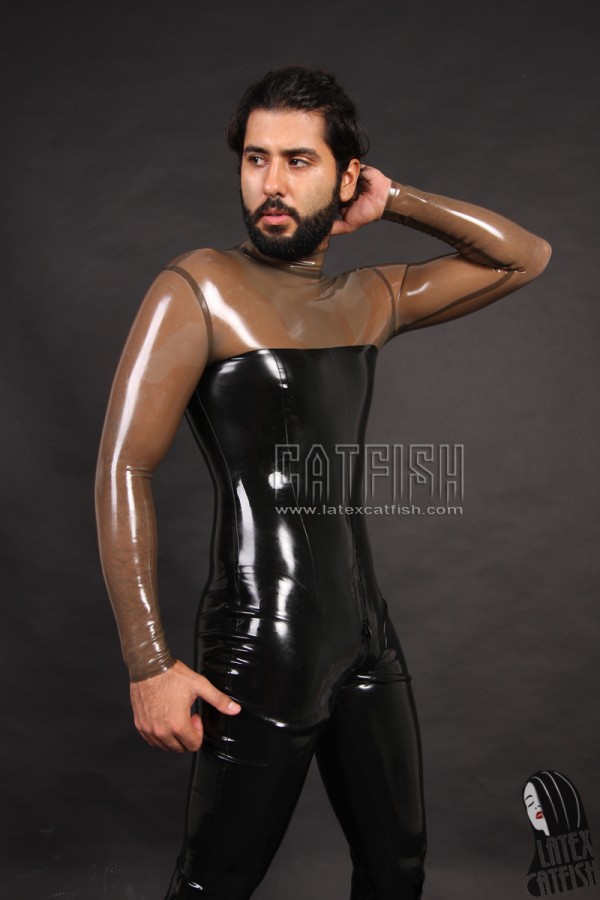 Men's Transparent Torso Latex Catsuit