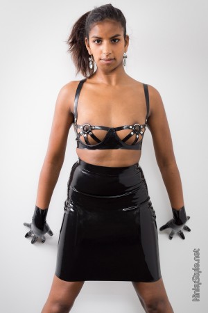 'Peek-a-Boo' Strapping Latex Bra