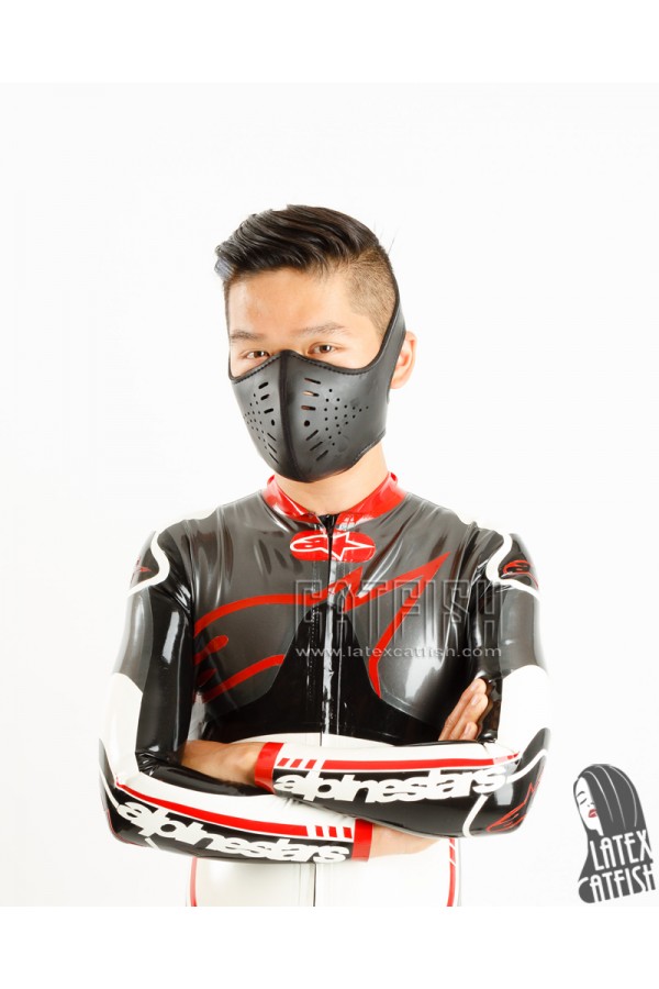 Men's Brand Name MotoGP Biker Latex Catsuit with Codpiece