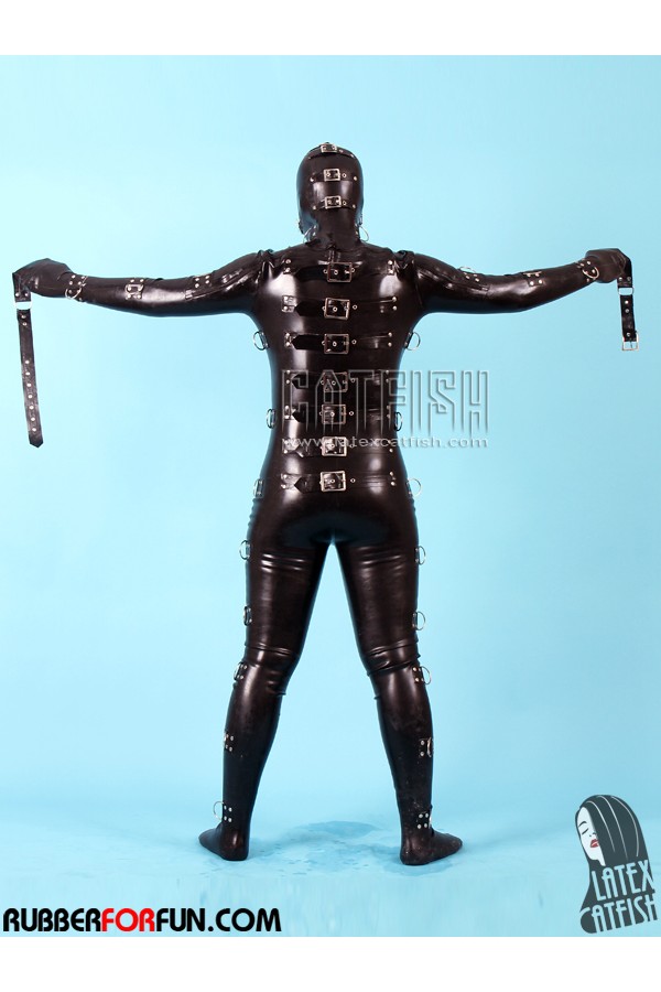 Men's 0.8mm Latex 'Buckled Up' Gimp Suit