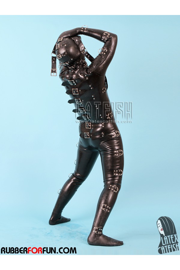 Men's 0.8mm Latex 'Buckled Up' Gimp Suit