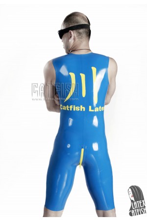 Men's Front-Zip Sleeveless Latex Cycling suit