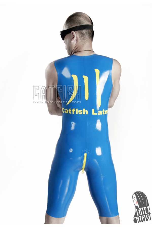 Men's Front-Zip Sleeveless Latex Cycling suit