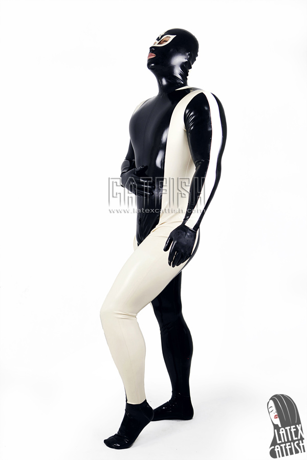 Men's Two-Tone Full Body Latex Gimp Catsuit