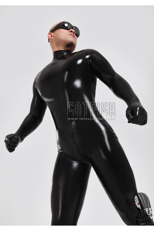 (Stock clearance) Men's Standard Back Zipper Latex Catsuit