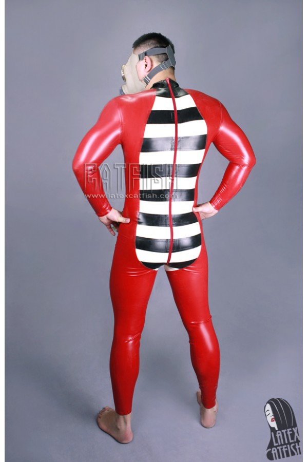 Men's 'Cellmate' Back Zipper Latex Catsuit