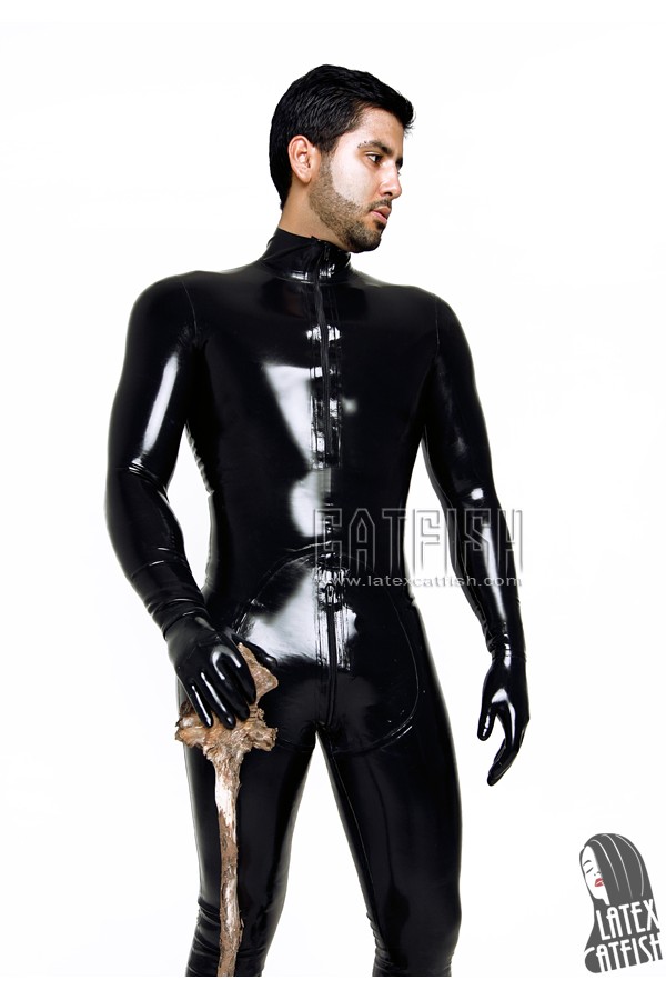 Men's Latex Catsuit with Gloves, Feet & Sheath