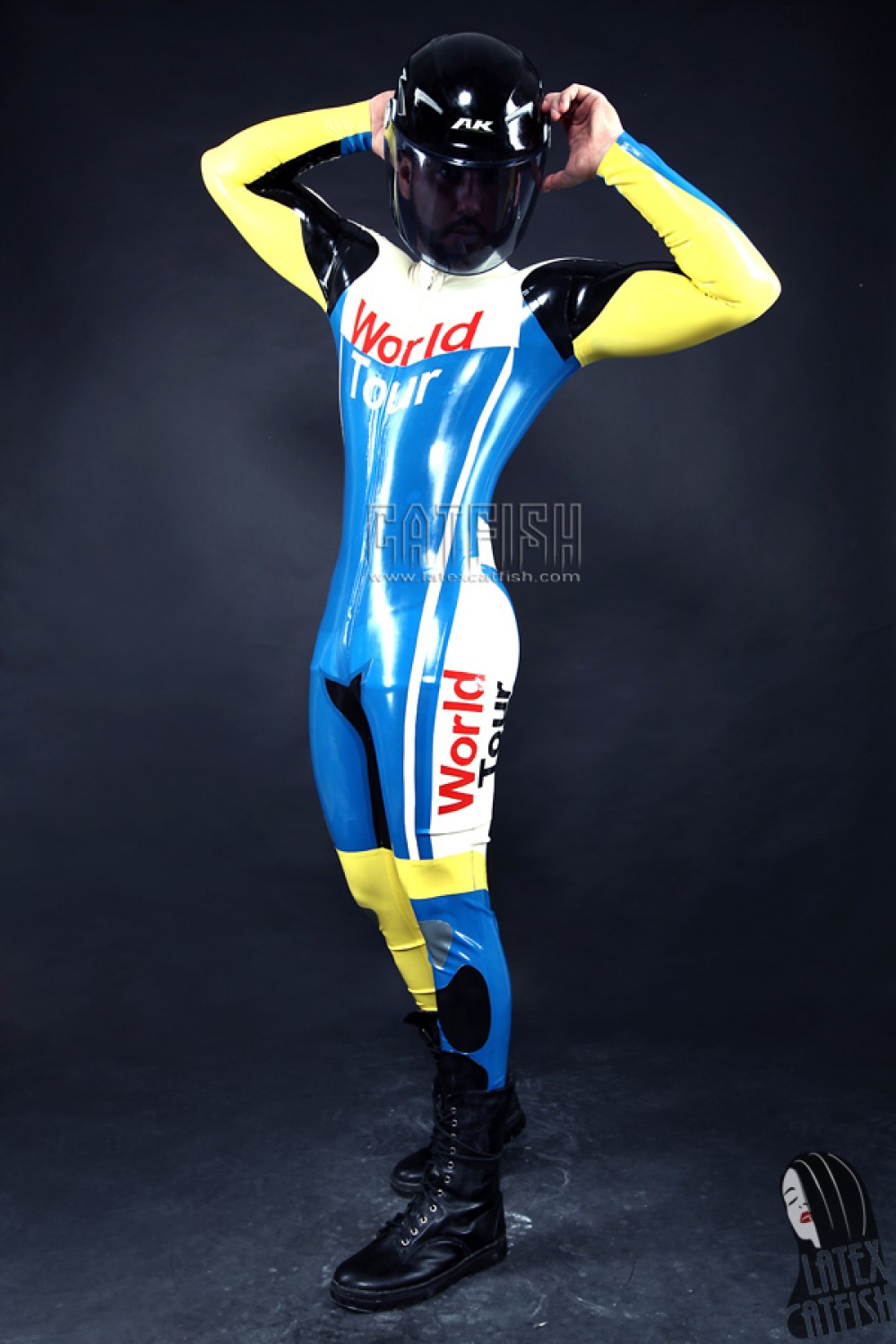 Men's 'World Tour' Motorbike Latex Catsuit Men's 'World Tour' Motorbike Latex Catsuit