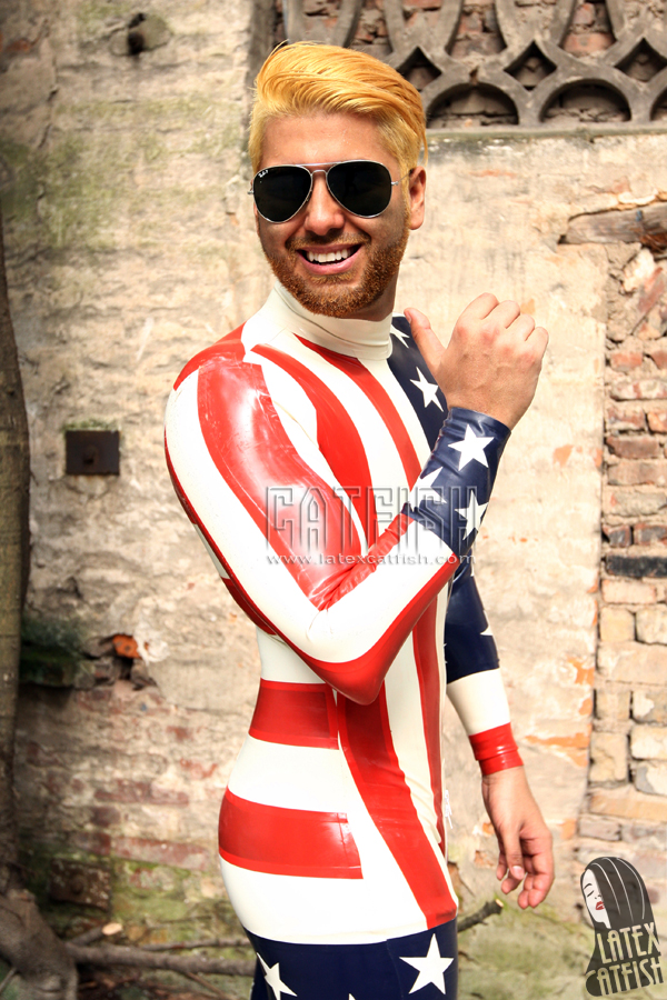 Men's 'USA Hooray' Latex Catsuit