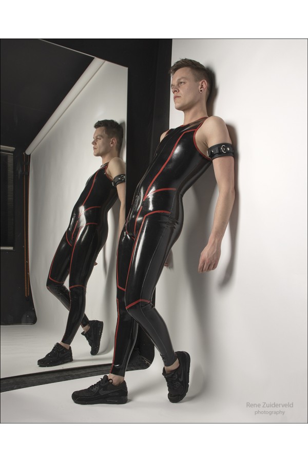 Men's Sleevless Latex Leggings Suit