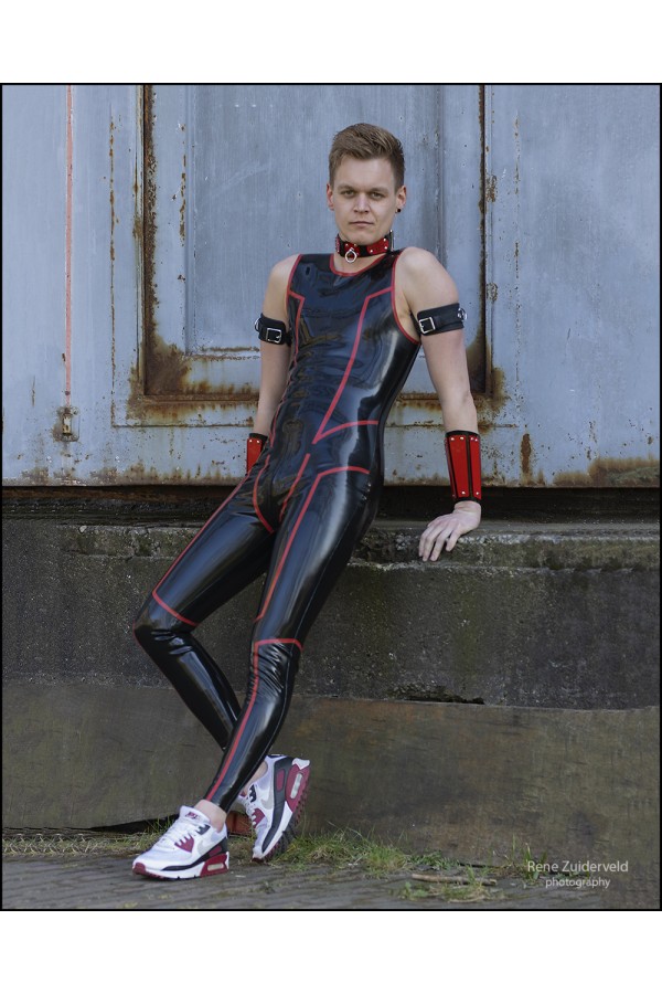 Men's Sleevless Latex Leggings Suit