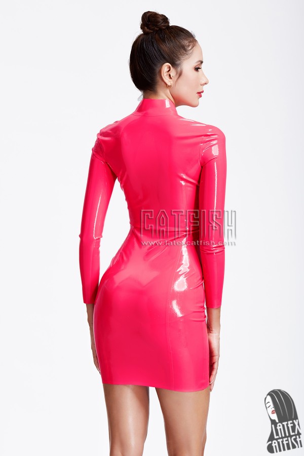 'Hot Chic' Latex Long-Sleeved Cocktail Mini Dress