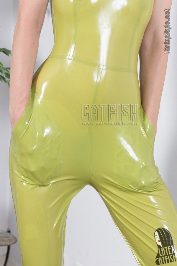 Low-Cut Strapless Latex Pants Suit