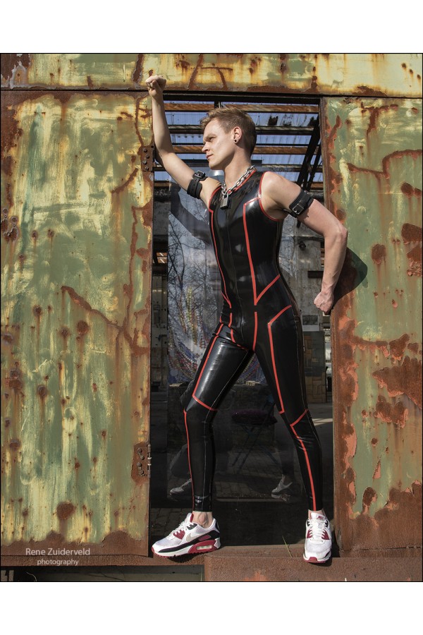 Men's Sleevless Latex Leggings Suit