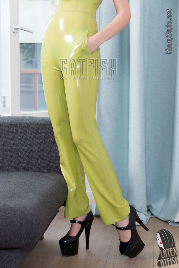 Low-Cut Strapless Latex Pants Suit