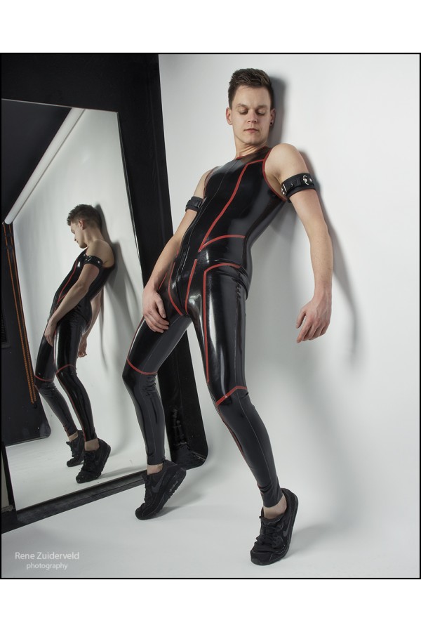 Men's Sleevless Latex Leggings Suit